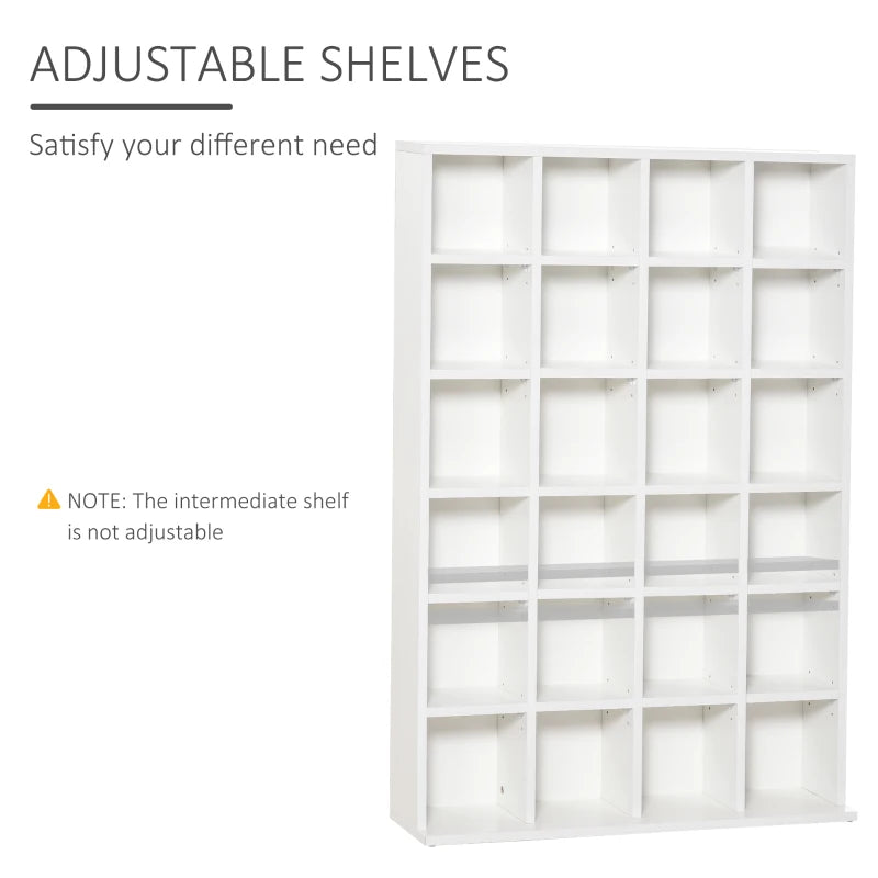Adjustable CD Storage Unit with Shelves - 89 x 130.5 cm - Modern White Design for Organizing Music Collections