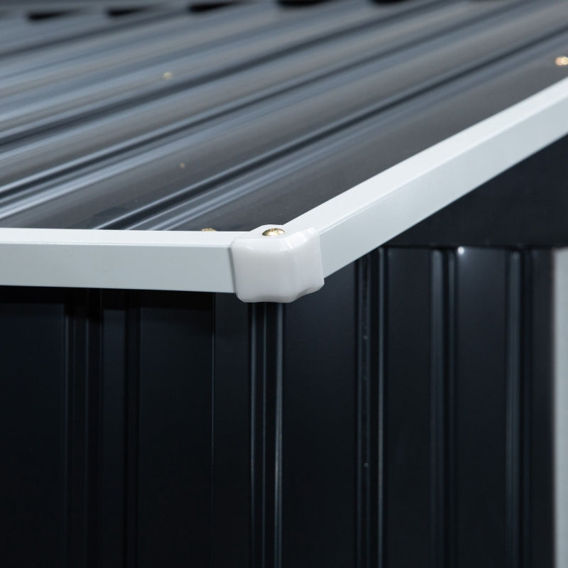 Black 7ft x 4ft Metal Shed With Ventilation Slots, Foundation Kit and Lockable Double Doors