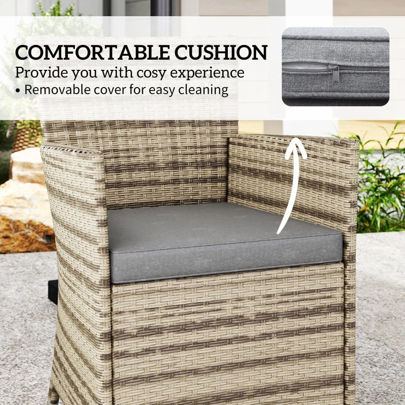 Grey Five-Piece Rattan Garden Furniture Set with Two-Tier Table for Outdoor Patio