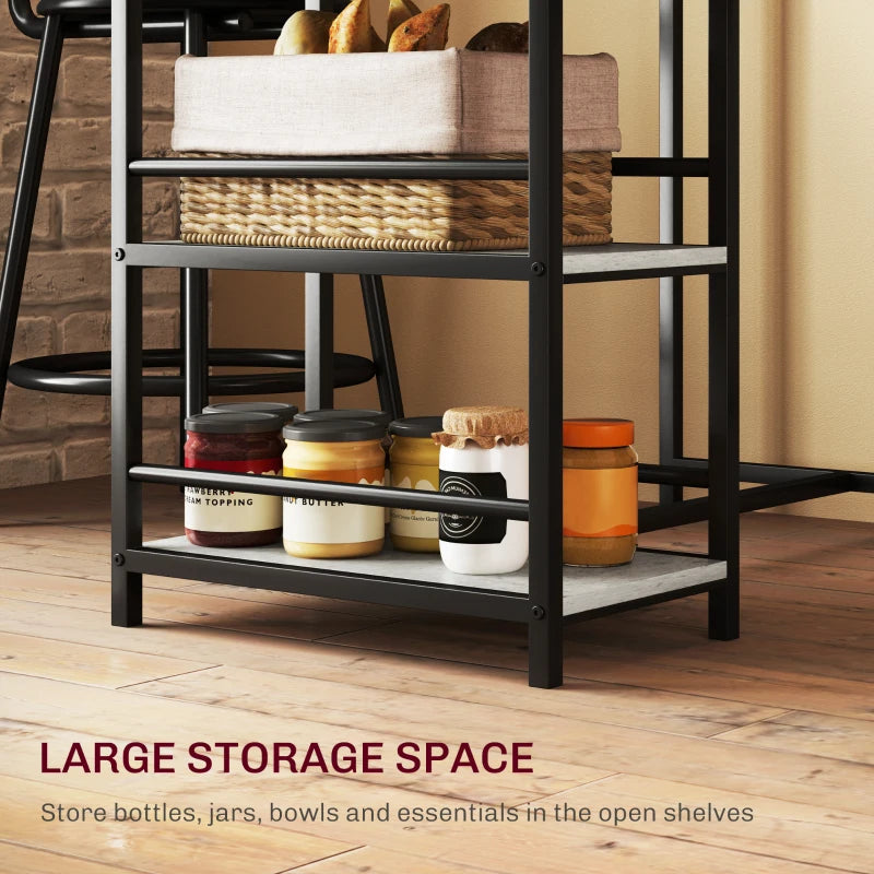 Stylish 3-Piece Kitchen Dining Set with Shelves - Modern Grey and Black Design for Small Spaces