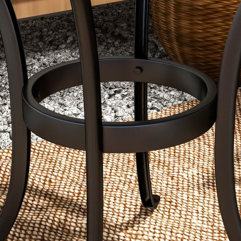 60cm Black Round Garden Table - Outdoor Hollow Top Design Side Table with Cast Aluminium Frame for Patio, Garden, Balcony