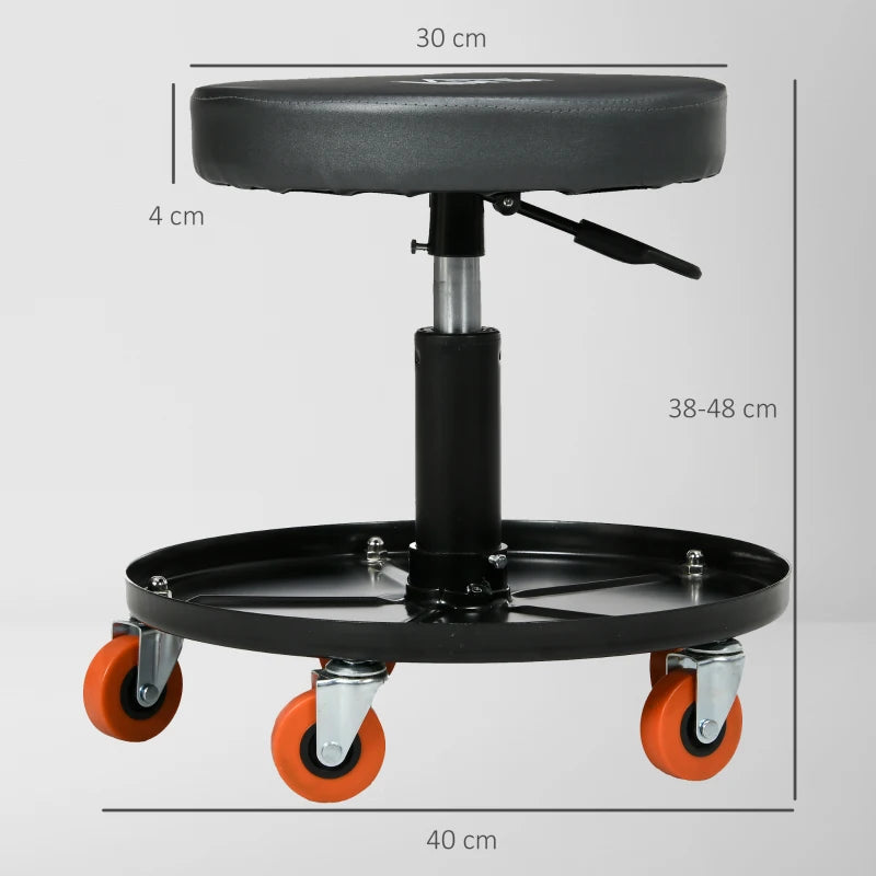 Adjustable Pneumatic Workshop Stool with Tool Tray & Wheels