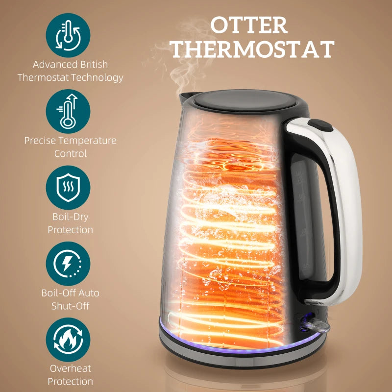 Sleek Black Modern Kettle and Toaster Set - Stylish Kitchen Appliances for Effortless Breakfast Preparation