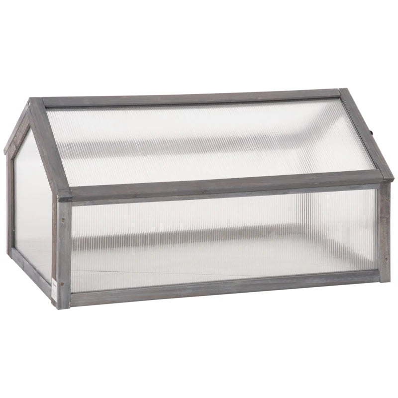 Grey Wooden Cold Frame Greenhouse for Flowers & Vegetables, 90x52x50cm
