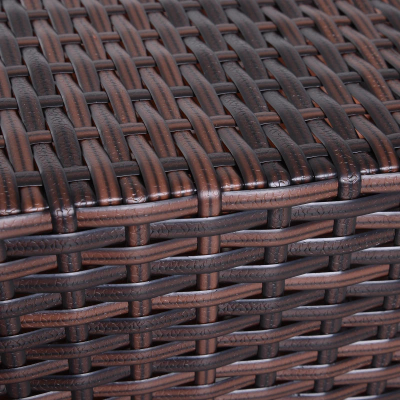 Brown Rattan Wicker Patio Coffee Table with Umbrella Hole