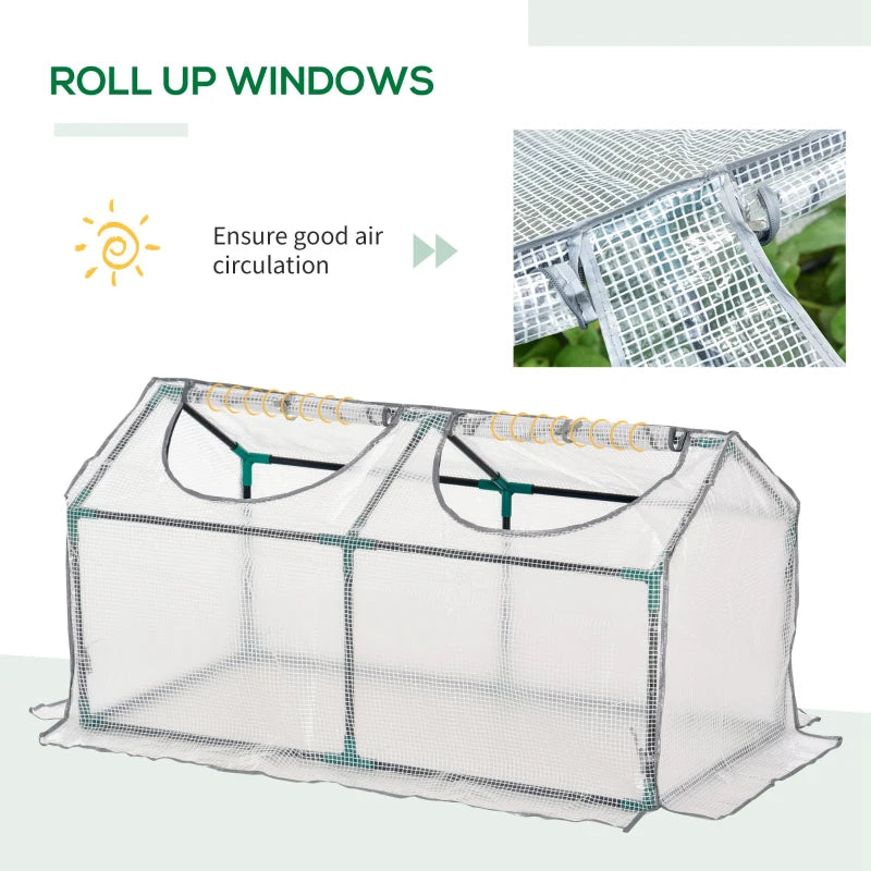 Portable White Mini Greenhouse for Garden with Zipper 120 x 60 x 60 cm
