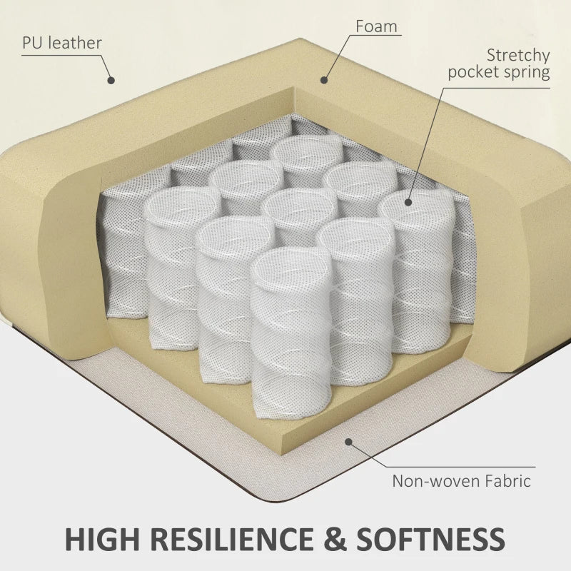 Manual Reclining Armchair with Swivel, Faux Leather, Footrest and Cup Holders - Cream, 86x93x102cm