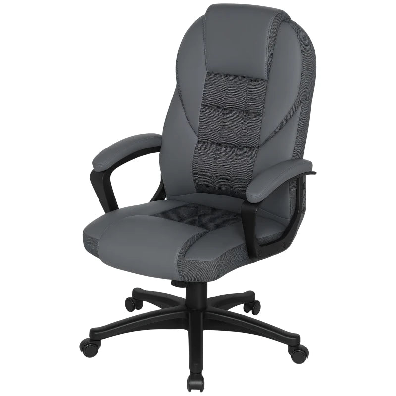 Charcoal Grey Faux Leather Office Chair - Ergonomic Design, Adjustable Height, Stylish Comfort for Home & Office Use