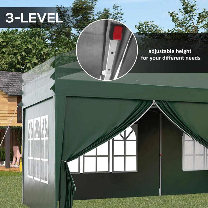 Dark Green 3x6m Pop-Up Gazebo with Curtain Walls and Windows