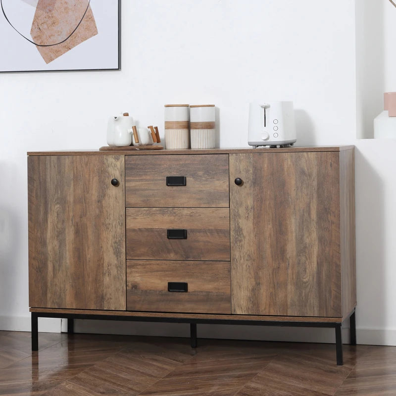 Unique Retro Mango Wood-Effect Sideboard - Stylish Storage Solution for Living Room & Dining Room Decor