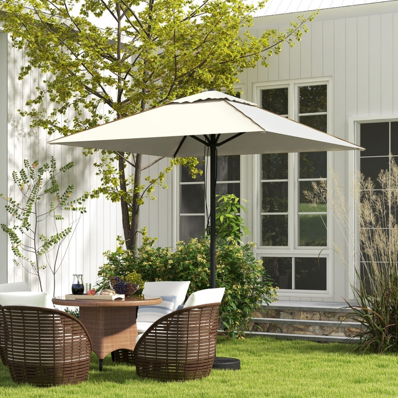 Square Beige/Brown Canopy Parasol with Contrast Piping - 215cm