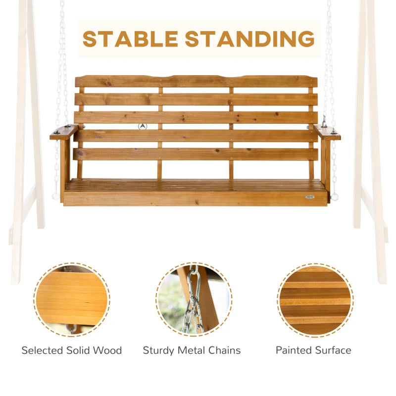 3 Seater Wooden Swing Bench With Adjustable Canopy