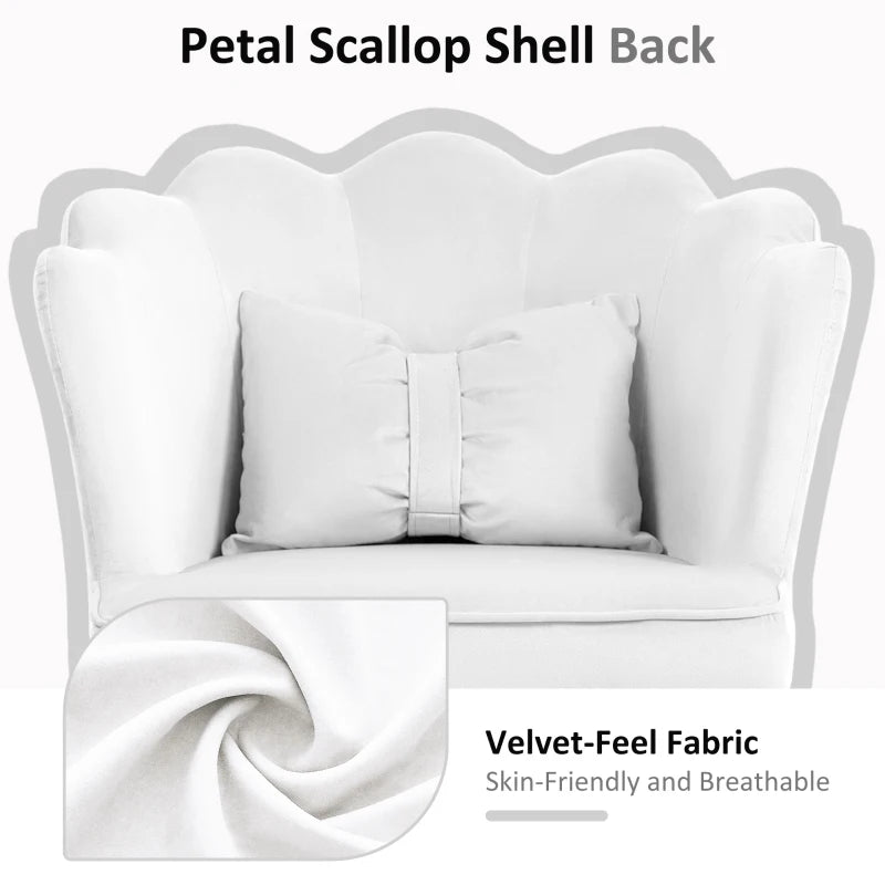 Velvet-Feel White Petal Back Office Chair - Stylish Ergonomic Design for Home & Office Comfort