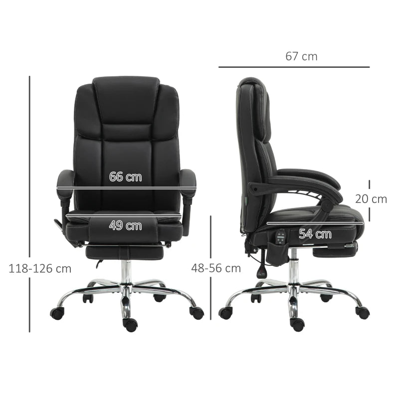 Vinsetto Six Point Vibrating Massage Office Chair - Ergonomic Black Executive Chair for Ultimate Comfort and Relaxation