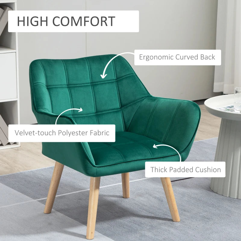 Stylish Accent Armchair Set with Wide Arms and Slanted Back for Bedroom or Living Room Seating in Green