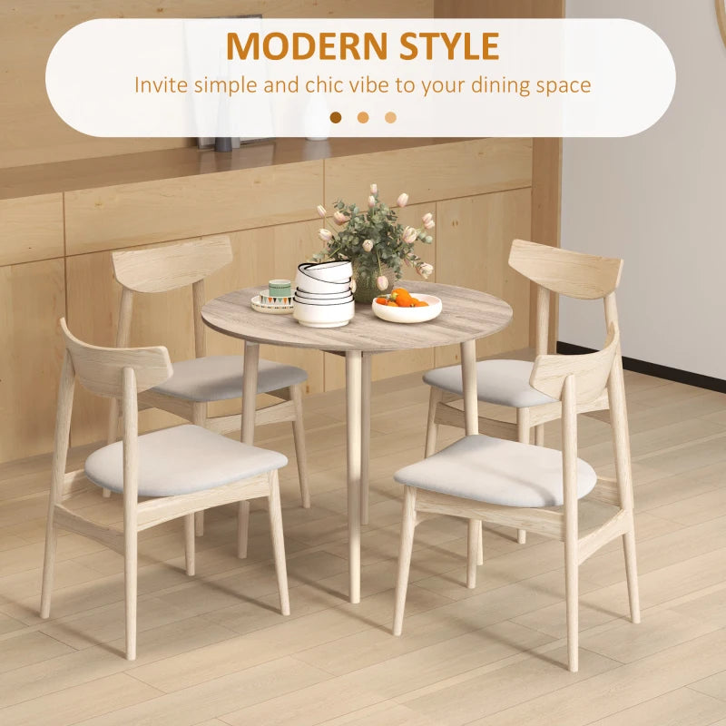 Folding Round Drop Leaf Dining Table for 4 Space Saving Small Kitchen Table with Wood Legs Natural Finish