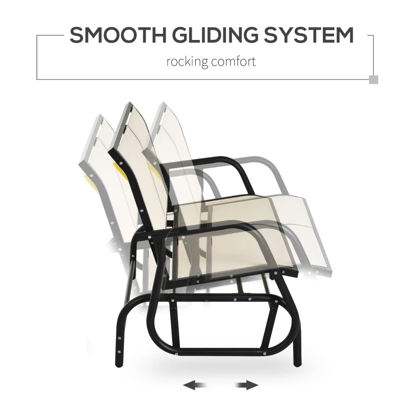 Cream 2-Person Outdoor Glider Loveseat