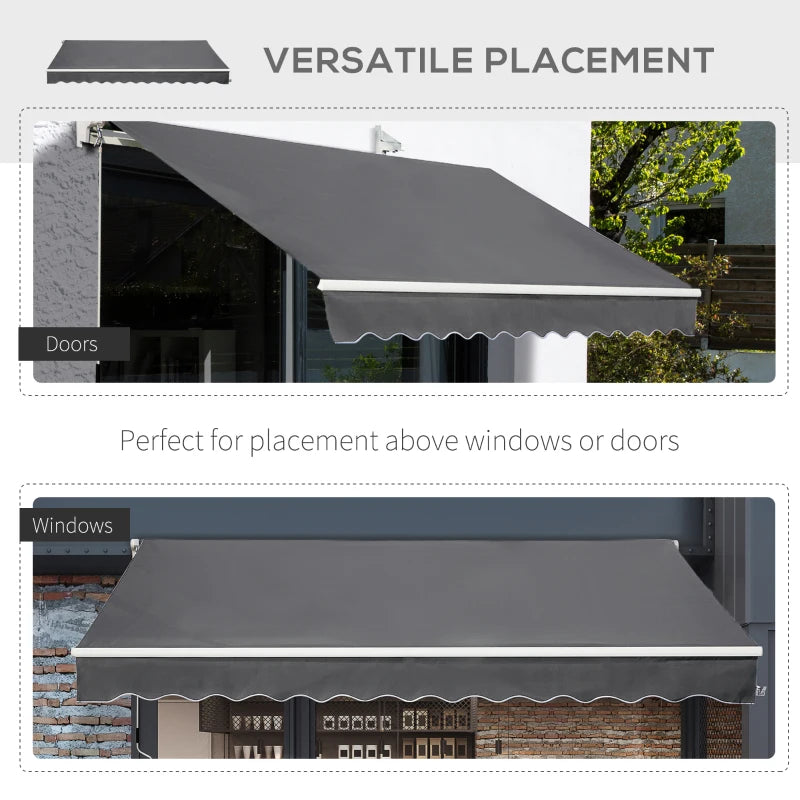 Grey 4m x 2.5m Manual Awning With Handle - Grey