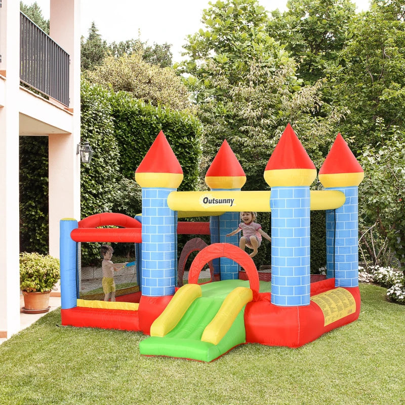 Inflatable Bounce Castle with Slide and Pool for Kids Ages 3-10 Fun Outdoor Activity