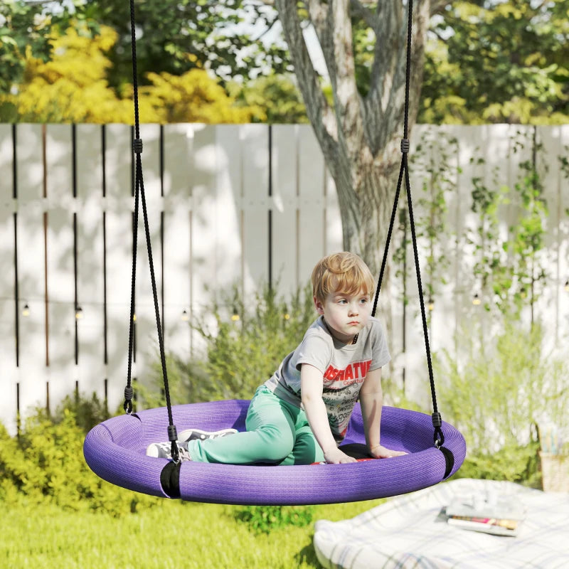 Kids 100cm Diameter Nest Swing Seat with Adjustable Ropes for Outdoor Fun Purple