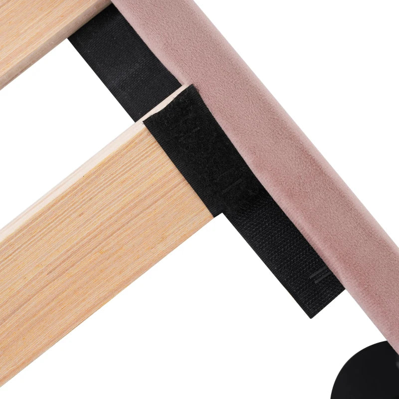 Pink Upholstered Single Bed with LED Adjustable Headboard, Velvet Frame, Wooden Slats, Easy Assembly, 197L x 101W x 109H cm