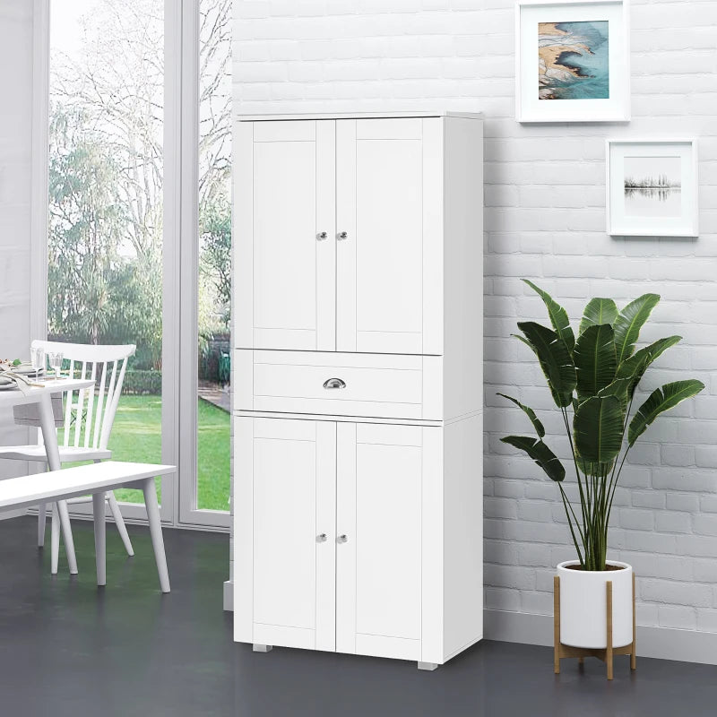 Freestanding Tall Kitchen Storage Cabinet with Drawer and Adjustable Shelves for Dining Room