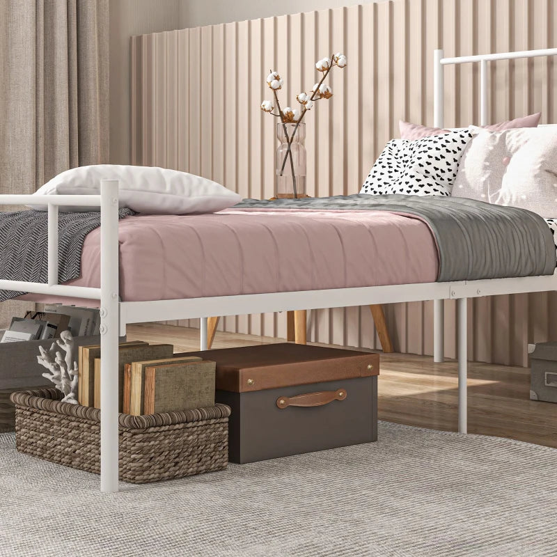 Stylish Metal Single Bed Frame with Headboard & Footboard - Durable Slat Support & 31cm Underbed Storage Space