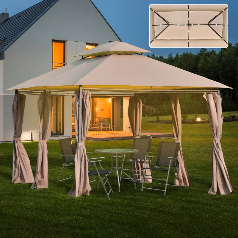 4m x 3m Gazebo Party Tent With LED Solar Lights