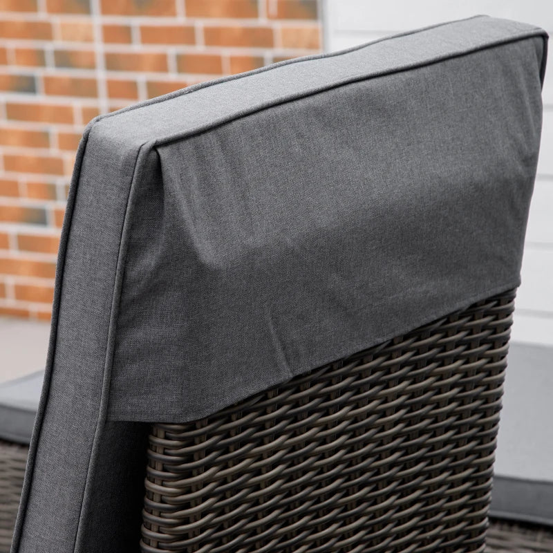 Adjustable 2-Seater Half-Round Rattan Wicker Recliner Set - Grey