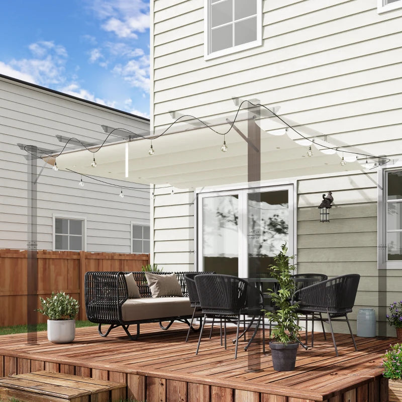 Retractable Pergola Shade Cover - Replacement Canopy Fabric for 3m x 3m Gazebo - Cream White