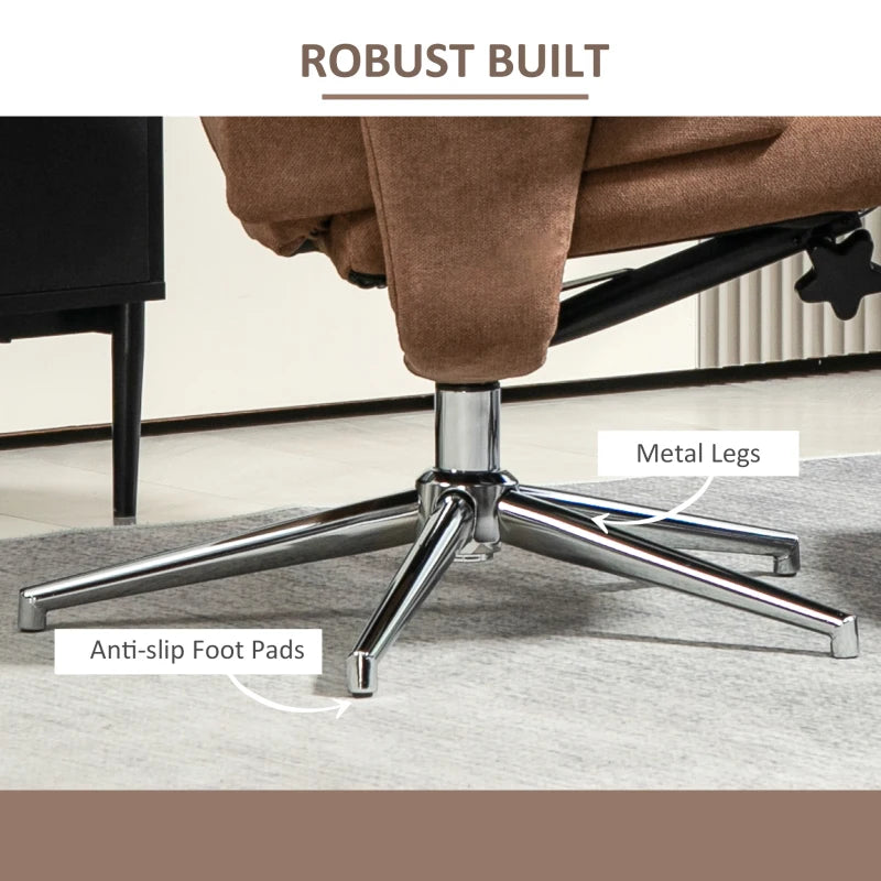 Velvet Recliner Chair with Ottoman in Light Brown - Comfortable and Stylish Seating Solution