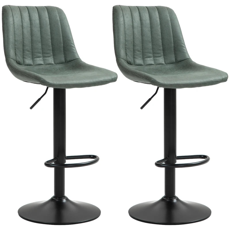 Set of Two Vintage Green Tub Bar Stools for Kitchen or Dining Room