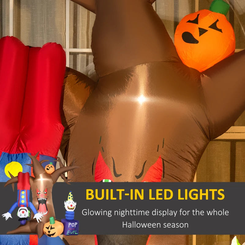 7ft Inflatable Halloween Ghost Tree with Clown Pumpkins - LED Blow-Up Outdoor Decoration for Lawn, Garden & Party