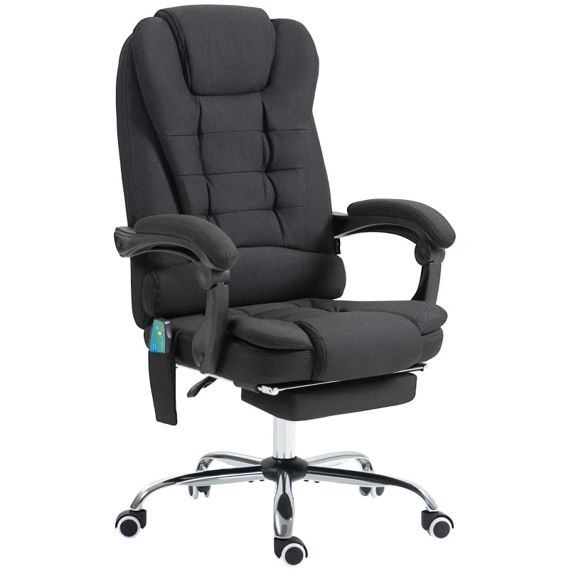 Vinsetto Black Six-Point Massage Office Chair with Heat - Ergonomic Comfort for Home & Work
