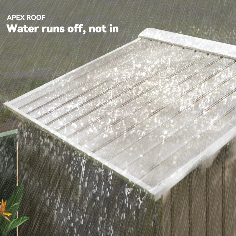 7ft x 4ft Light Brown Metal Storage Shed With Lockable Double Doors & Floor Foundation Kit