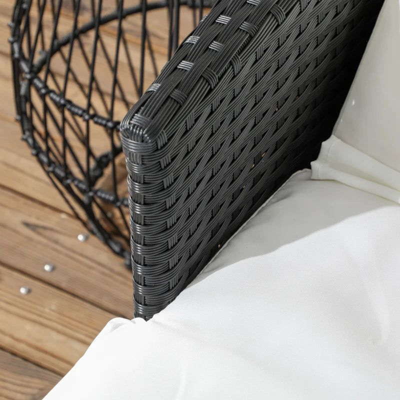 3-Piece Rattan Sun Lounger Set with Cream White Cushions