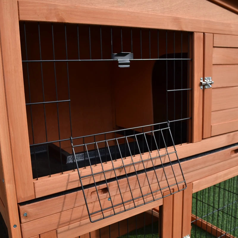 Outdoor Rabbit Hutch & Guinea Pig Cage - 2-Tier Bunny Home with No-Leak Tray, 100.5 x 55 x 101 cm