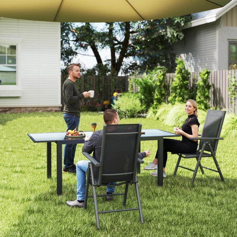 Set of 2 Dark Grey Folding Camping Chairs - Aluminium Frame with Breathable Mesh Back and Seat, Garden Armrest Chairs for Outdoor Use