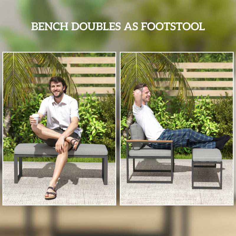 6-Piece L-Shaped Garden Furniture Set with 3 Loveseats - Natural Wood Outdoor Seating