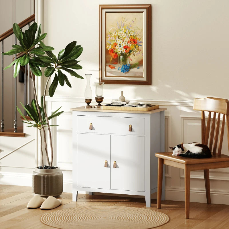 Rustic Farmhouse Style White Sideboard - Elegant Storage Cabinet for Living Room, Dining Room, or Entryway
