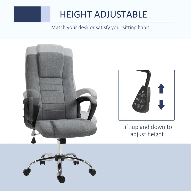 Vinsetto Dark Grey Linen-Look Swivel Office Chair - Ergonomic Design, Adjustable Height, Modern Home & Office Furniture