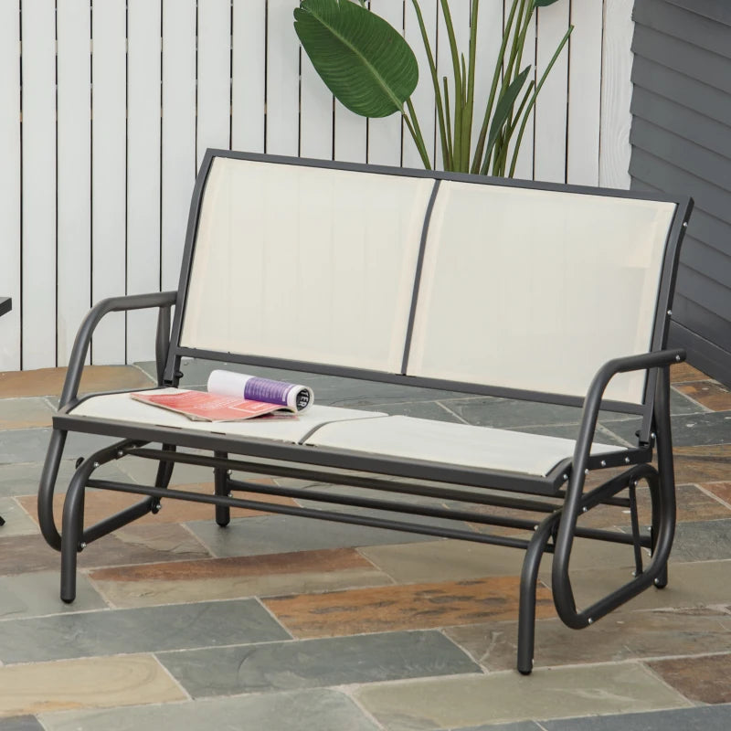 Cream 2-Person Outdoor Glider Loveseat