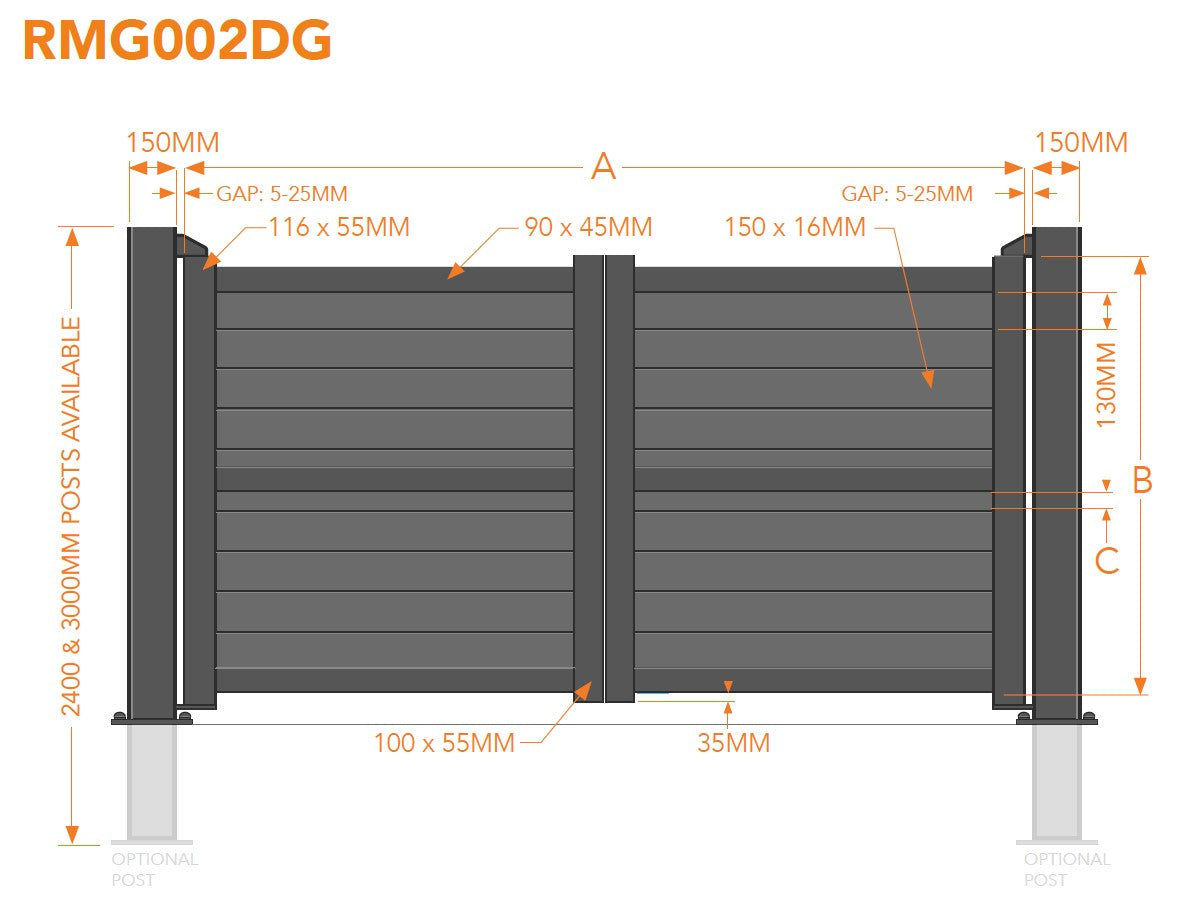 Readymade Aluminium Double Swing Driveway Gate