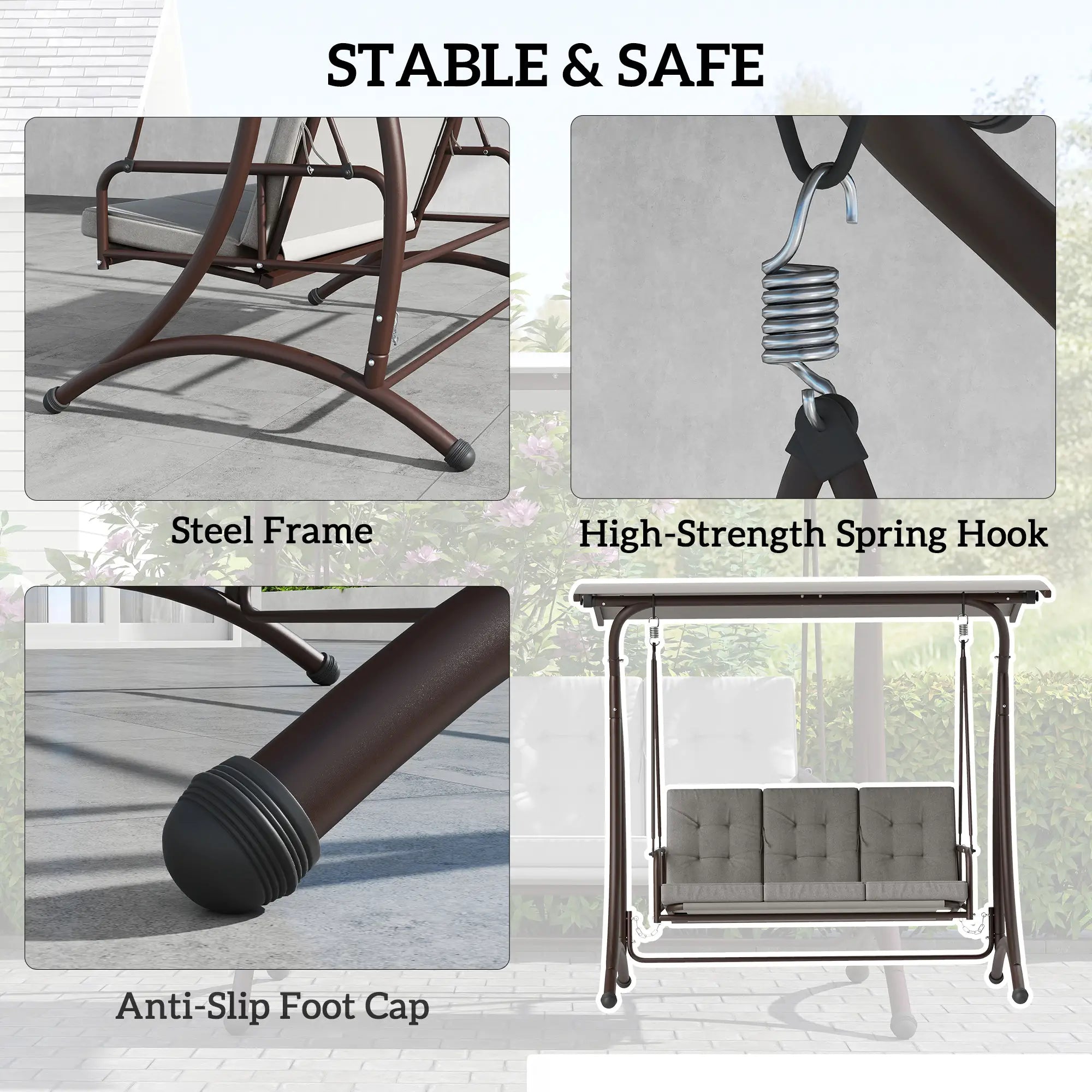 Grey Convertible Three-Seater Swing Bed & Chair