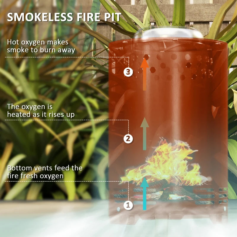 Portable Smokeless Fire Pit - 16x16cm Stainless Steel Wood Burning Tabletop Fire Pit for Garden, Camping & Bonfire Parties - Red