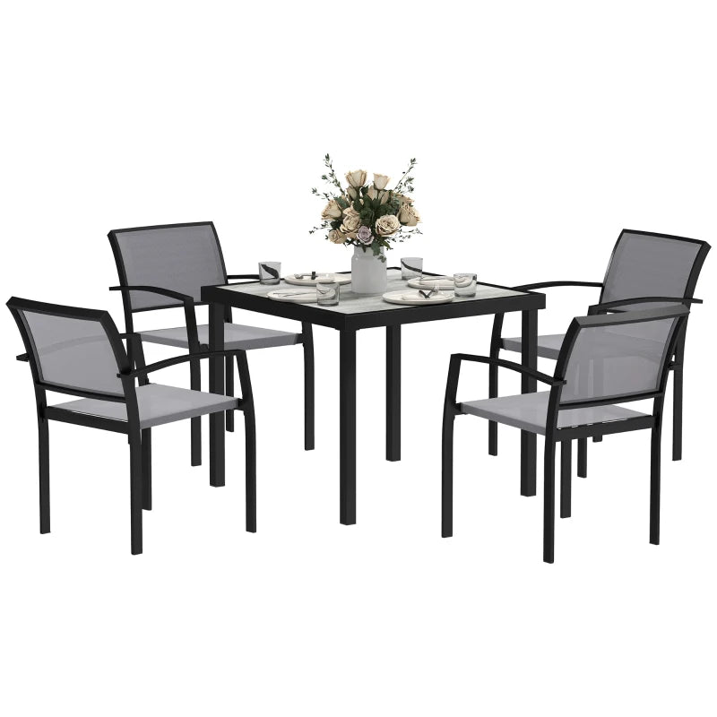 5-Piece Grey Outdoor Garden Dining Set - Perfect for Patio and Backyard