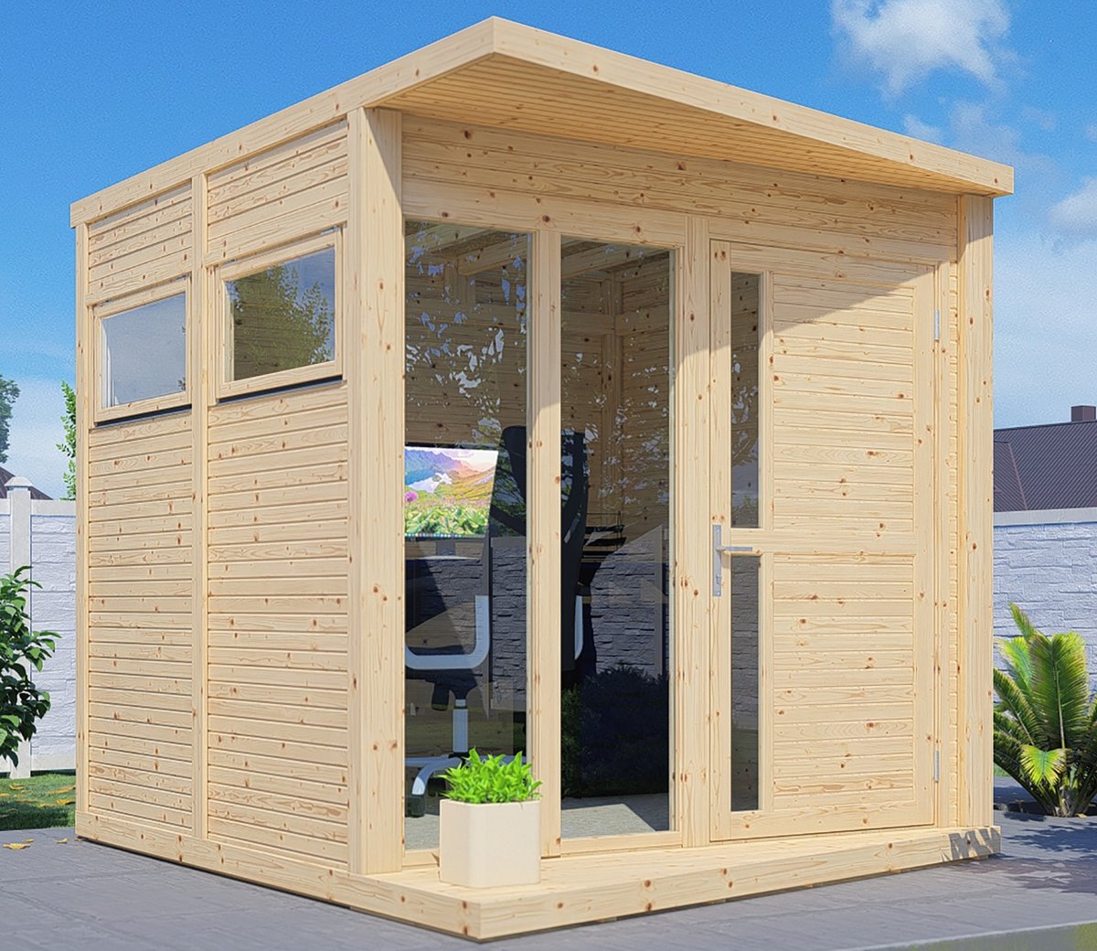 Natural Garden Office With 19mm Slatted Timber Floor