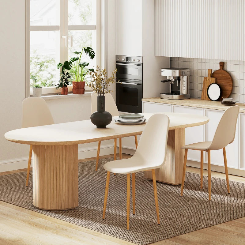 Modern Khaki Dining Chairs Set of 4 - Stylish Kitchen Chairs with Backrest & Steel Legs for Dining Room & Living Room