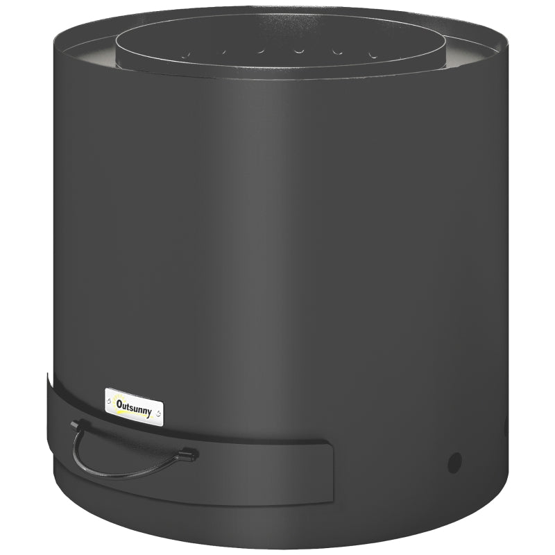 Black Metal Wood-Burning Fire Pit with Poker - Outdoor Patio Fire Bowl