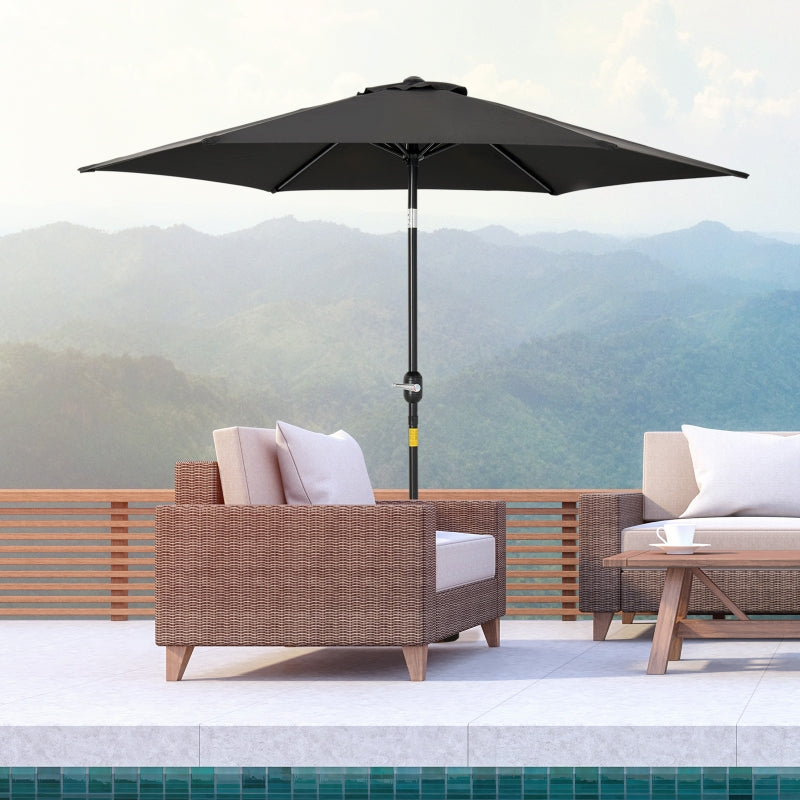 Black 2.7M Tilt Crank Garden Parasol Umbrella